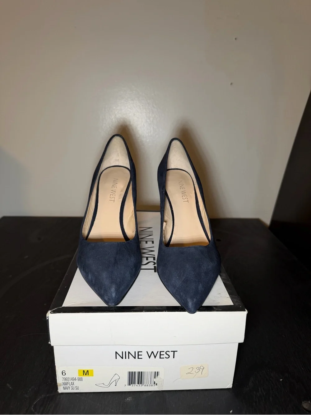 Nine West - Navy Suede Pointed Pumps